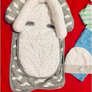 Baby SAFEFIT Carseat Head Support (Xtra) & Clothing Lot (0-3M)